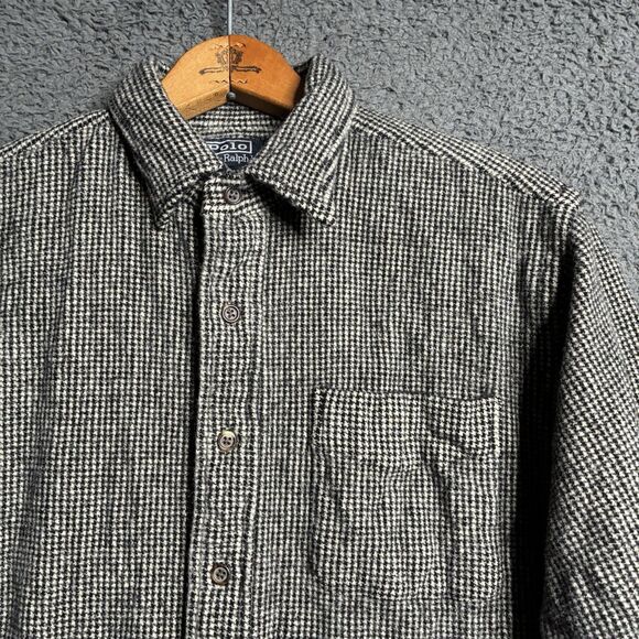 Polo Ralph Lauren Lowell Sport Flannel Shirt Houndstooth XL Wool Button Up - Picture 2 of 15